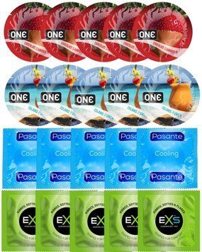 Набір 20 шт ONE Chocolate Strawberry + ONE Island Punch + Pasante Cooling + EXS EXTREME 3 в 1 SOS7234 фото