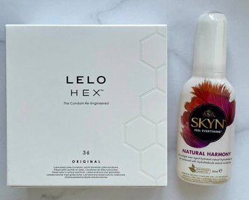 Комплект LELO HEX Original 36 шт, тонкі та суперміцні + Лубрикант на водній основі SKYN NATURAL HARMONY, 80 мл SOS1247 фото