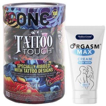 Набор из ONE Tattoo Touch, 100 шт + Пролонгатор Medica-Group Orgasm Max for Men - krem ​​50 ml SOS9165 фото
