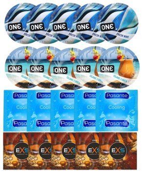 Набор 20 шт ONE Fresh Mint + ONE Island Punch + Pasante Cooling + EXS CRAZY COLA SOS7175 фото