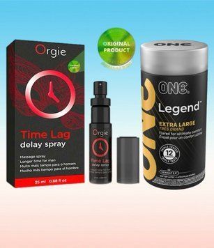 Пролонгатор для чоловіків Time Lag, 25 мл. ORGIE + ONE Legend Extra Large 12 шт SOS6674 фото
