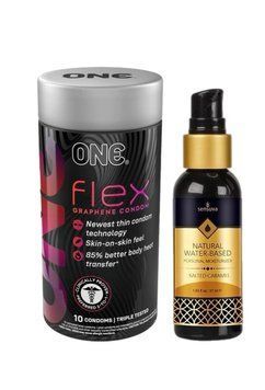 ONE Flex 10 шт. + Смазка на водной основе Sensuva Natural Water-Based Salted Caramel (57мл) SOS6393 фото