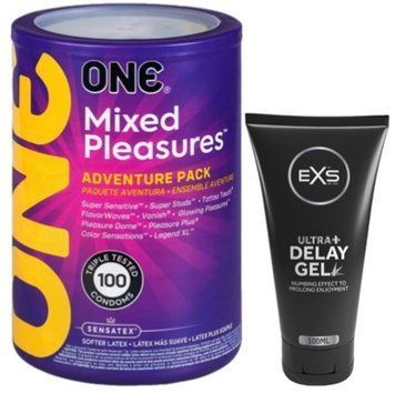 Набір з ONE Mixed Pleasures 100 шт + Пролонгатор EXS Delay Gel Ultra+ 100ml SOS9464 фото