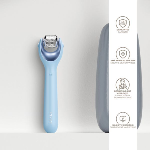 Електронний ролер для обличчя з мікроголками GESKE MicroNeedle Face Roller 9в1 aquamarine HB0193 фото