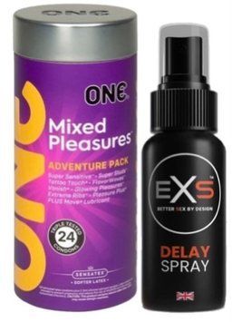 Набір з 24 шт ONE Mixed Pleasures + Пролонгатор EXS DELAY SPRAY 50 МЛ SOS9360 фото