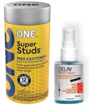 Набір 12 шт ONE Super Studs + LOVELY LOVERS DELAY SPRAY 50 ML SOS9016 фото