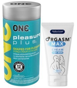 Набір з ONE Pleasure Plus 12 шт + Пролонгатор Medica-Group Orgasm Max for Men - krem 50 ml SOS9538 фото