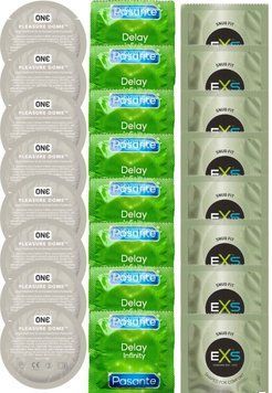 Набір 24 шт ONE Pleasure Dome + Delay Infinity + EXS Snug Fit SOS7367 фото
