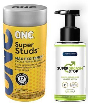 Набір 12 шт ONE Super Studs + Medica-group Super Orgasm Stop 150 мл SOS9015 фото
