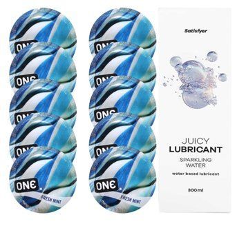 Набір: ONE Fresh Mint 10 шт. + Лубрикант Satisfyer Sparkling Water 300 мл SOS12423 фото