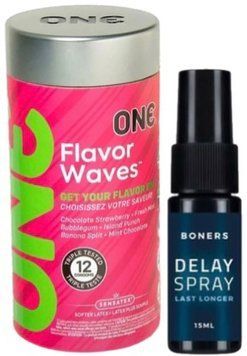 Набір з 12 шт ONE Flavor Waves + Пролонгатор Boners Delay Spray 15 мл SOS9325 фото
