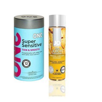 ONE Super Sensitive Pack 12 шт.+ Лубрикант на водній основіSystem JO H2O &mdash; Juicy Pineapple (120 мл) SOS6505 фото
