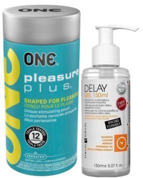 Набір з ONE Pleasure Plus 12 шт + Пролонгатор Lovely Lovers DELAY GEL 150ml SOS9534 фото