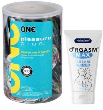 Набір з ONE Pleasure Plus, 100 шт + Пролонгатор Medica-Group Orgasm Max for Men - krem 50 ml SOS9110 фото
