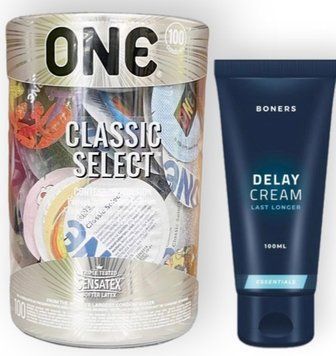 Набір з 100 шт ONE Classic Select +Boners Delay Cream SOS9008 фото
