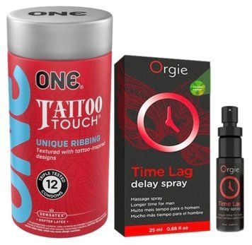 Набір з ONE Tattoo Touch Pack 12 шт + Пролонгатор Time Lag, 25 мл. ORGIE SOS9450 фото