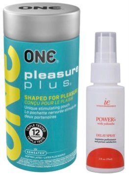 Набір з ONE Pleasure Plus 12 шт + Пролонгатор Doc Johnson Power+with Yohimbe Delay Spray For Men (59 мл) SOS9524 фото