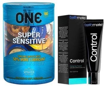 Набір з ONE Super Sensitive 100 шт + Пролонгатор Bathmate Control (7 мл) SOS9496 фото