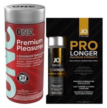 Набір з 24 шт ONE Premium Pleasures + Пролонгатор JO Prolonger Spray with Lidocaine (60 мл) SOS9391 фото