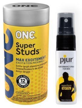 Набір 12 шт ONE Super Studs + pjur Superhero Spray 20 мл SOS9045 фото