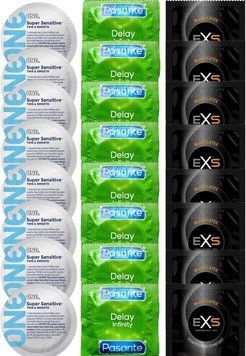 Набір 24 шт ONE Super Sensitive + Delay Infinity + EXS Black Latex SOS7392 фото