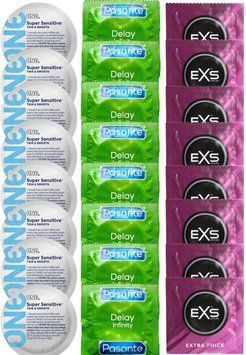 Набір 24 шт ONE Super Sensitive + Delay Infinity + EXS Extra Thick SOS7391 фото