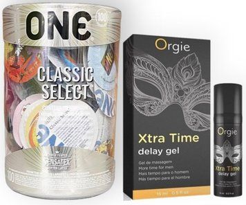 Набір з ONE Classic Select 100 шт + ORGIE X-TRA TIME, 15 мл SOS8988 фото
