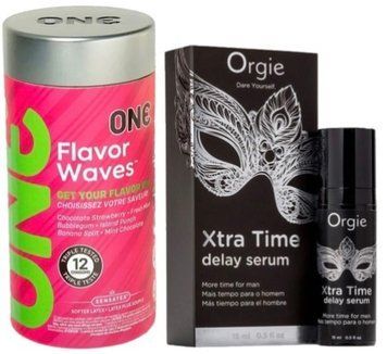 Набір з 12 шт ONE Flavor Waves + Пролонгатор Orgie Xtra Time Delay Serum, 15 мл SOS9330 фото