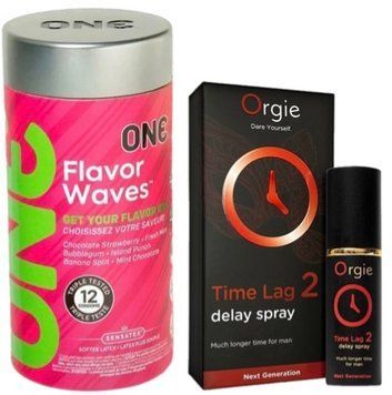 Набір з 12 шт ONE Flavor Waves + Пролонгатор Orgie Time Lag 2 Delay Spray, 10 мл SOS9329 фото