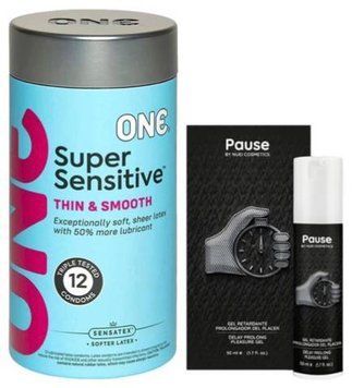 Набір з ONE Super Sensitive Pack 12 шт + Пролонгатор PAUSE, 50 мл Nuei SOS9422 фото