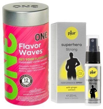Набір з 12 шт ONE Flavor Waves + Пролонгатор pjur Superhero Strong Spray 20 ml SOS9322 фото