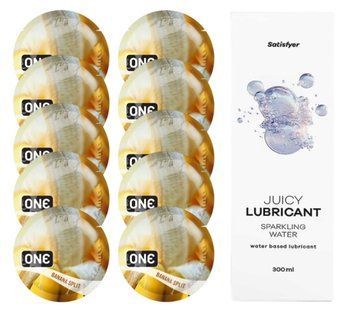 ONE Banana Split 10 шт. + Лубрикант Satisfyer Sparkling Water 300 мл SOS12461 фото