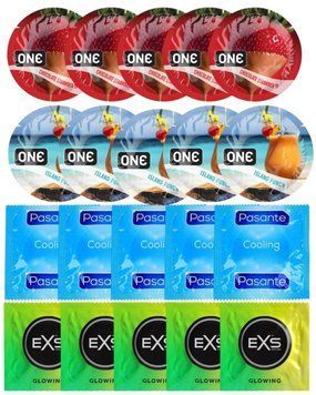 Набір 20 шт ONE Chocolate Strawberry + ONE Island Punch + Pasante Cooling + EXS Glow in the Dark SOS7227 фото